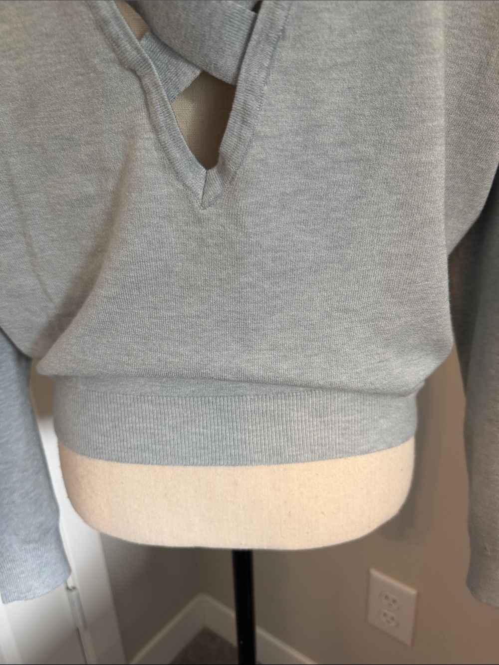 Women's Crisscross Open-Back Shirt in Light Gray - Picture 4 of 5